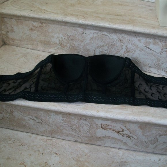 Poizen Industries Womens Black Mesh Moon Boned Figure Flattering Bustier Bra M/L - Picture 6 of 8